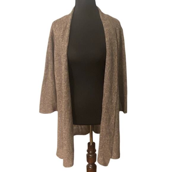 Eileen Fisher Petite 100% Linen Long Line Open Front Cardigan PL Quiet Luxury - Picture 1 of 9